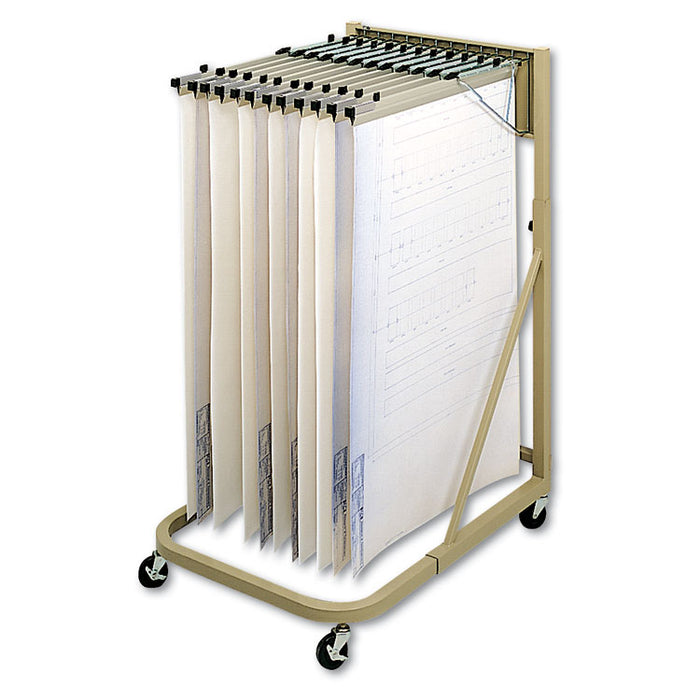 Steel Sheet File Mobile Rack, 12 Pivot Brackets, 27w x 37.5d x 61.5h, Sand