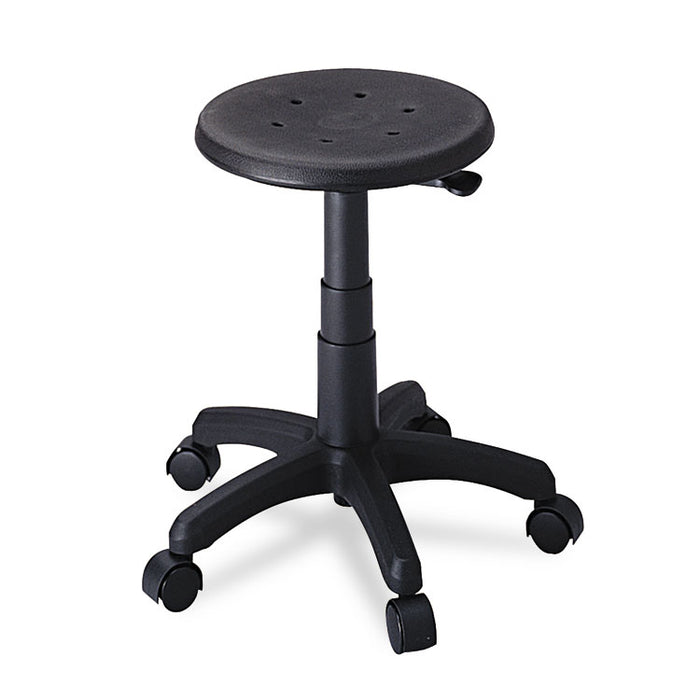 Office Stool, 21" Seat Height, Supports up to 250 lbs., Black Seat, Black Back, Black Base