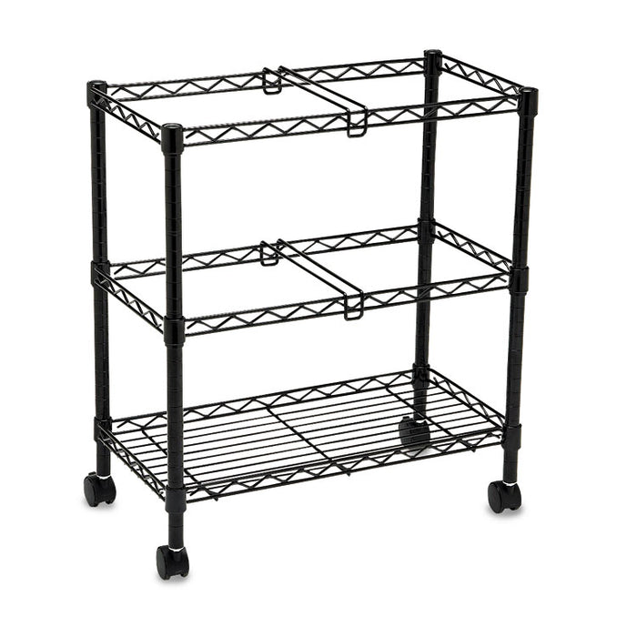 Two-Tier Rolling File Cart, 25.75w x 14d x 29.75h, Black