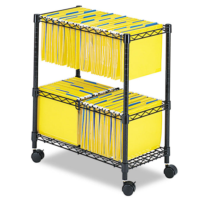 Two-Tier Rolling File Cart, 25.75w x 14d x 29.75h, Black