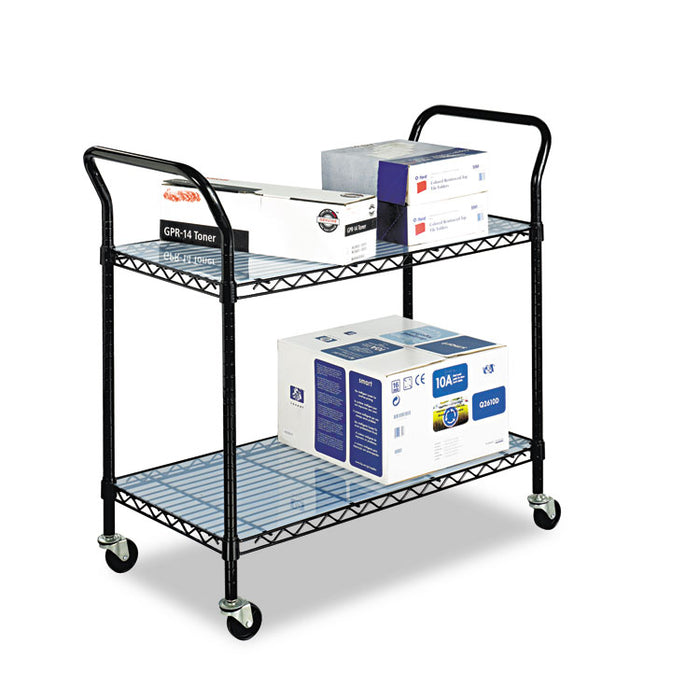Wire Utility Cart, Two-Shelf, 43.75w x 19.25d x 40.5h, Black
