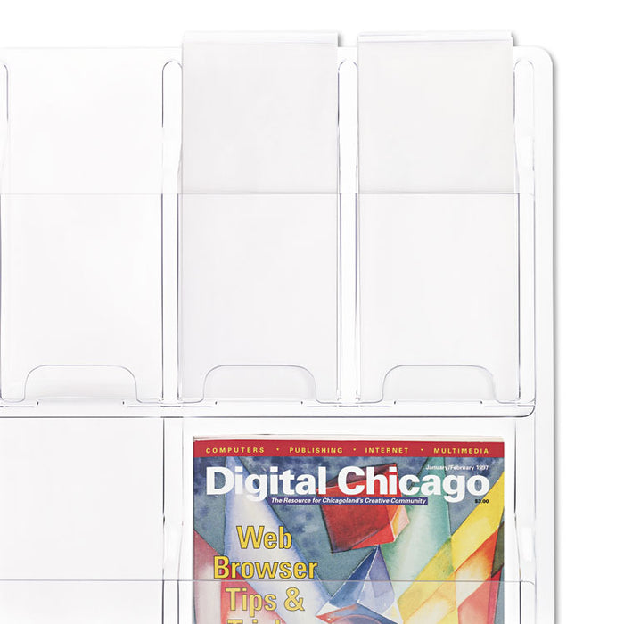 Reveal Clear Literature Displays, 9 Compartments, 30w x 2d x 22.5h, Clear