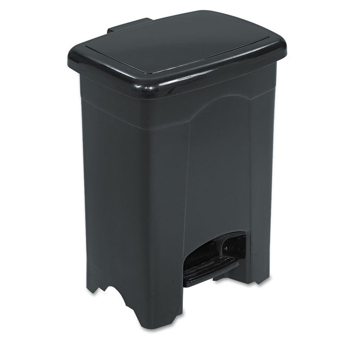 Step-On Receptacle, Rectangular, Plastic, 4 gal, Black