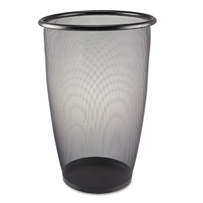 Onyx Round Mesh Wastebasket, Steel Mesh, 9 gal, Black