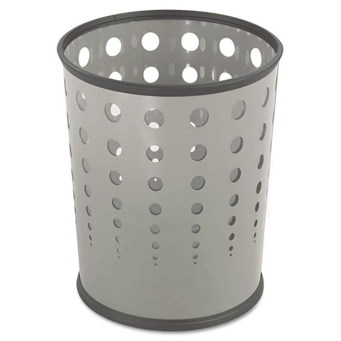 Bubble Wastebasket, Round, Steel, 6 gal, Gray