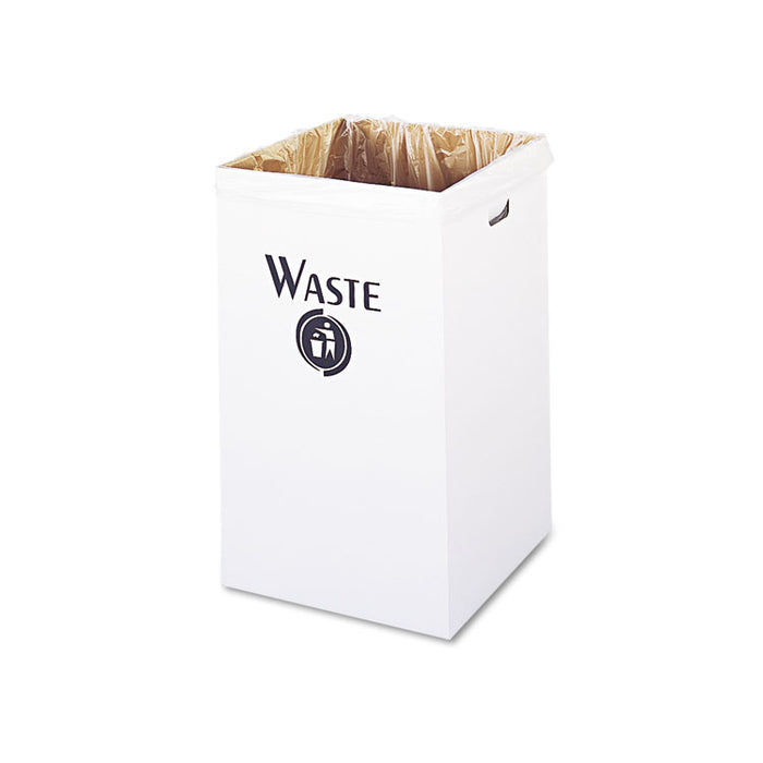 Corrugated Waste Receptacle, Square, 40 gal, White, 12/Carton