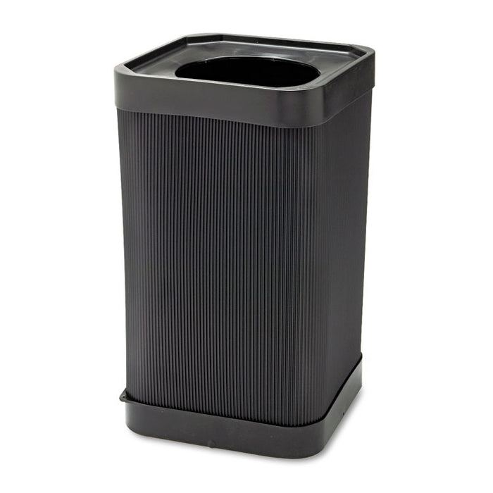 At-Your Disposal Top-Open Waste Receptacle, Square, Polyethylene, 38 gal, Black