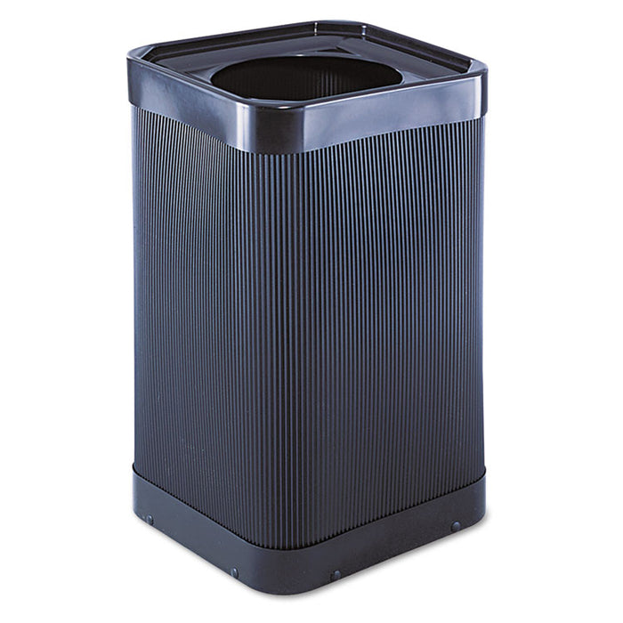At-Your Disposal Top-Open Waste Receptacle, Square, Polyethylene, 38 gal, Black
