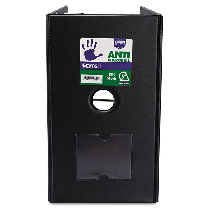 Clean Touch Locking D-Ring Reference Binder Protected w/Antimicrobial Additive, 3 Rings, 6" Capacity, 11 x 8.5, Black