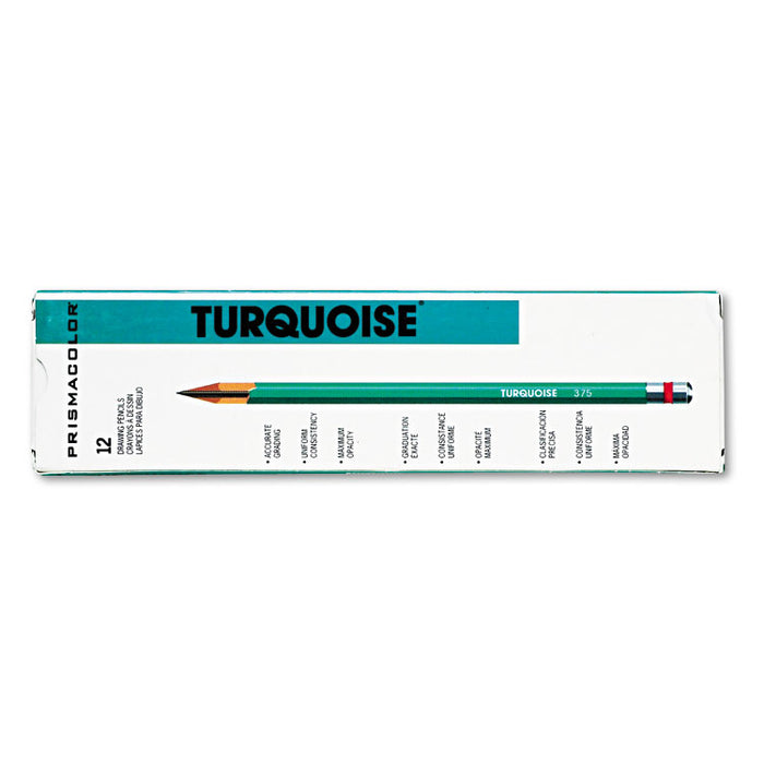 Turquoise Drawing Pencil, 2 mm, 4B, Black Lead, Turquoise Barrel, Dozen