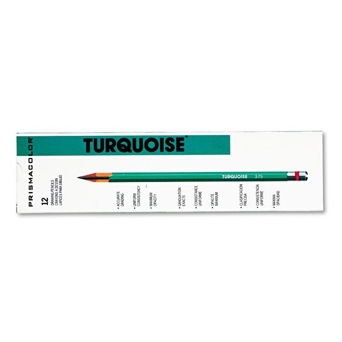 Turquoise Drawing Pencil, 2 mm, 4H, Black Lead, Turquoise Barrel, Dozen