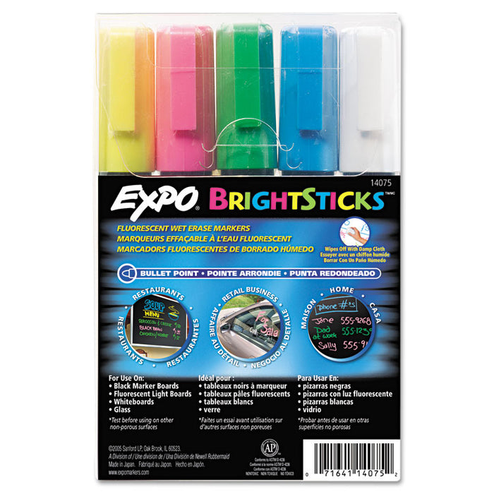 Bright Sticks, Medium Bullet Tip, Assorted Colors, 5/Set