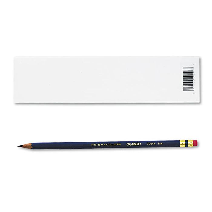 Col-Erase Pencil with Eraser, 0.7 mm, 2B (#1), Blue Lead, Blue Barrel, Dozen