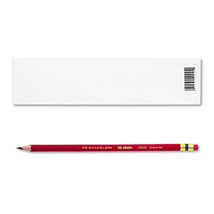 Col-Erase Pencil with Eraser, 0.7 mm, 2B (#1), Carmine Red Lead, Carmine Red Barrel, Dozen
