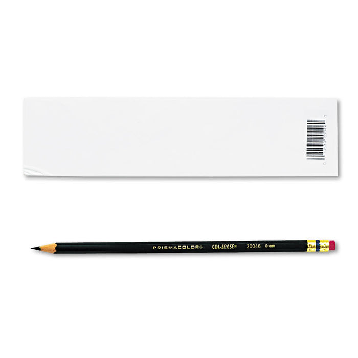 Col-Erase Pencil with Eraser, 0.7 mm, 2B (#1), Green Lead, Green Barrel, Dozen
