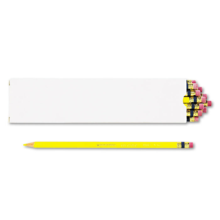 Col-Erase Pencil with Eraser, 0.7 mm, 2B (#1), Yellow Lead, Yellow Barrel, Dozen