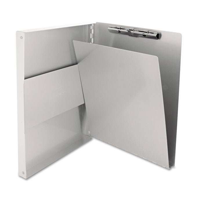 Snapak Aluminum Side-Open Forms Folder, 1/2" Clip Cap, 8 1/2 x 12 Sheets, Silver