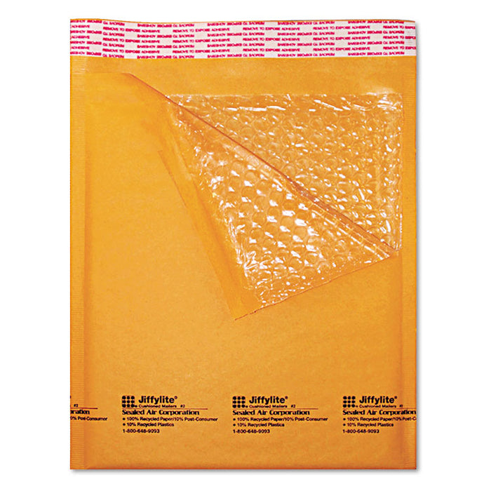Jiffylite Self-Seal Bubble Mailer, #5, Barrier Bubble Lining, Self-Adhesive Closure, 10.5 x 16, Golden Brown Kraft, 10/Pack