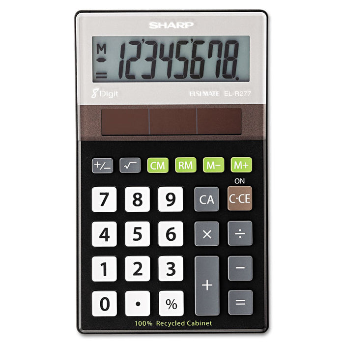 EL-R277BBK Recycled Series Handheld Calculator, 8-Digit LCD