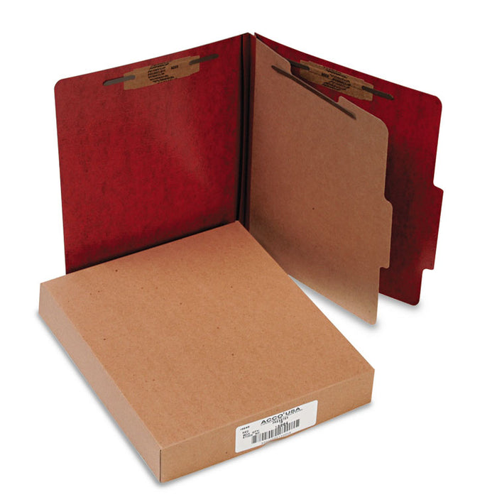 20 pt. PRESSTEX Classification Folders, 1 Divider, Letter Size, Red, 10/Box
