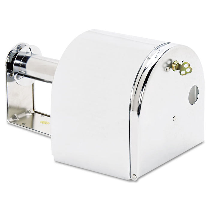 Covered Reserve Roll Toilet Dispenser, 10 x 6 1/4 x 6, Chrome