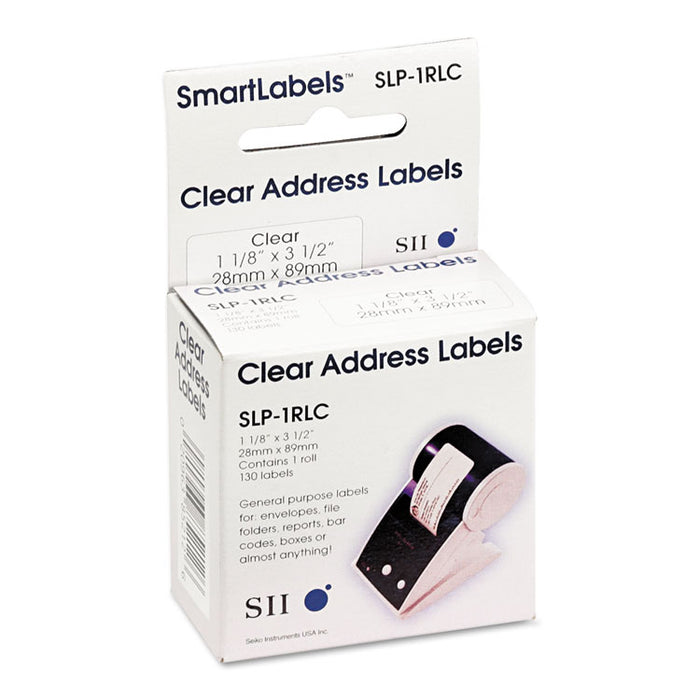 Self-Adhesive Address Labels, 1.12" x 3.5", Clear, 130/Box