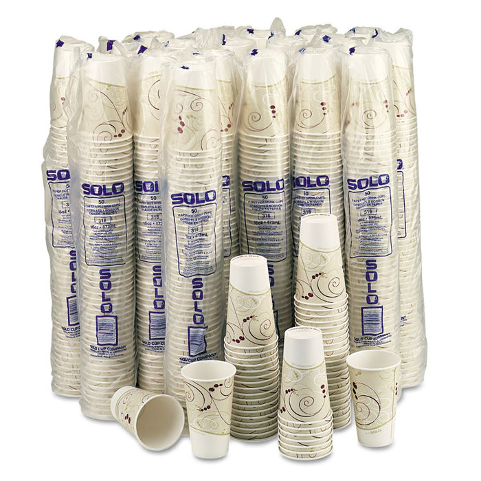 Paper Hot Cups in Symphony Design, 16 oz, Beige, 1,000/Carton