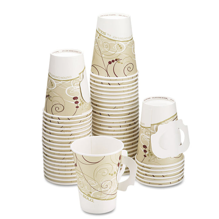 Hot Cups, w/Paper Handle, Symphony Design, 8oz, Beige, 1000/Carton