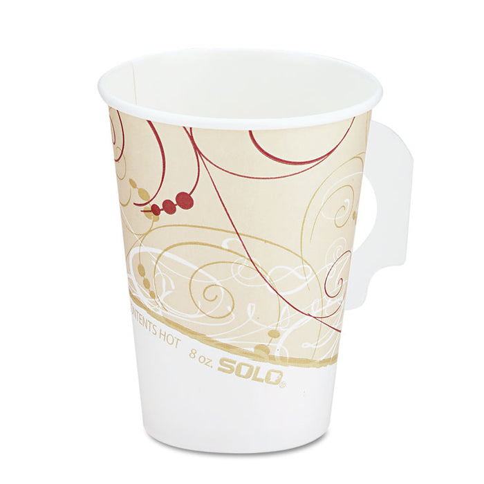 Hot Cups, w/Paper Handle, Symphony Design, 8oz, Beige, 1000/Carton