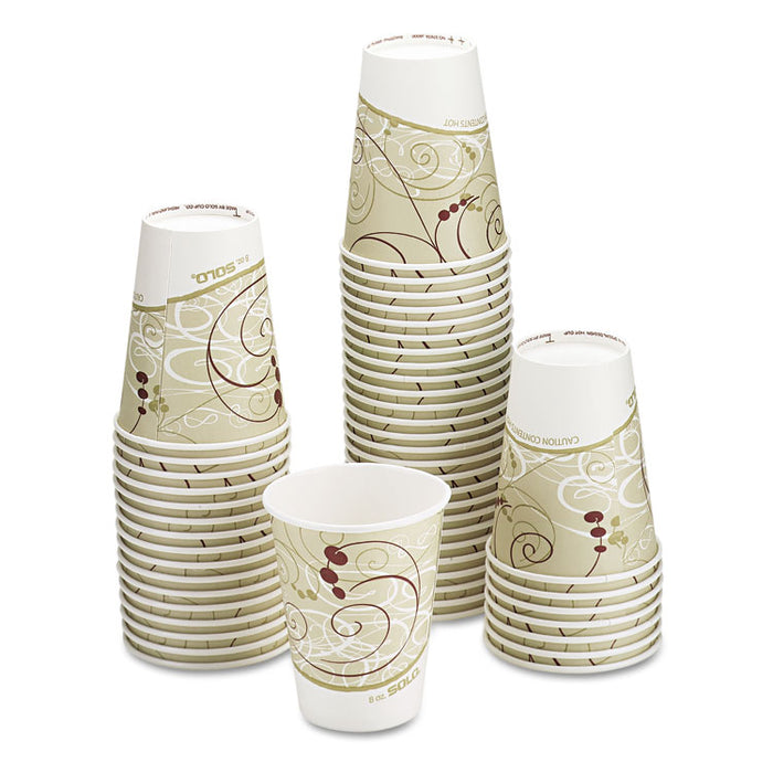 Paper Hot Cups in Symphony Design, 8 oz, Beige, 1,000/Carton