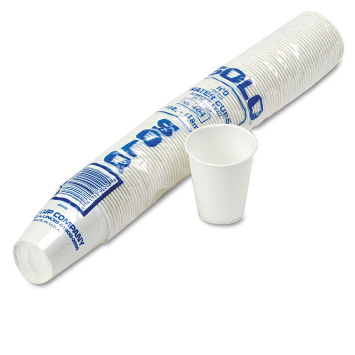 White Paper Water Cups, 4oz, White, 100/Pack