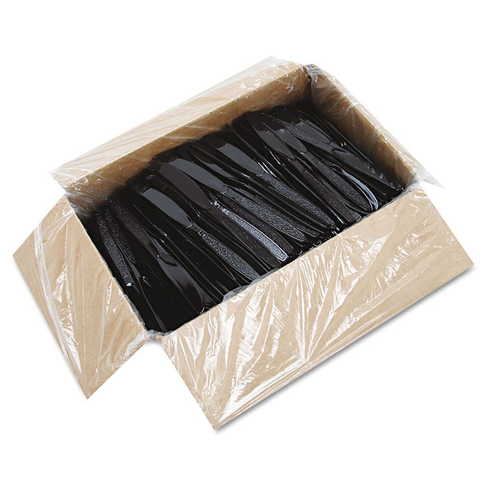 Guildware Heavyweight Plastic Knives, Black, 1000/Carton