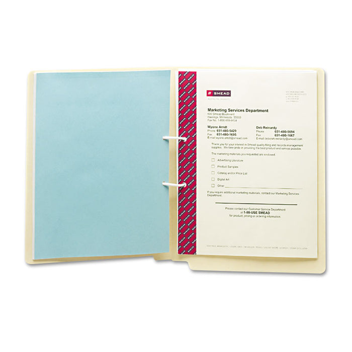 Heavyweight Manila Reinforced End Tab Folders with U-Clip, Straight Tab, Letter Size, 50/Box