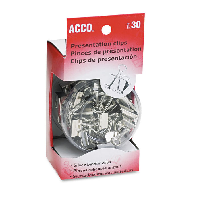 Presentation Clips, Assorted Sizes, Silver, 30/Box