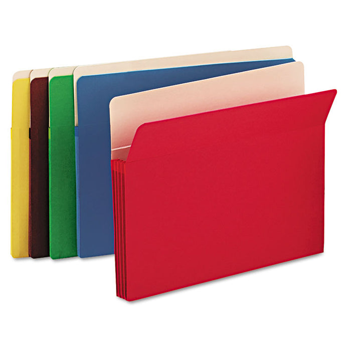 Colored File Pockets, 3.5" Expansion, Letter Size, Assorted, 25/Box