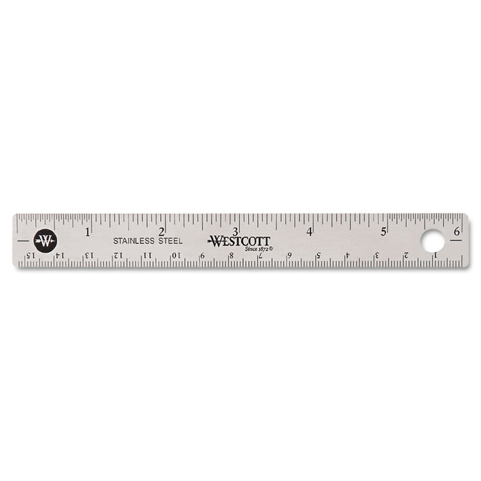 Stainless Steel Office Ruler With Non Slip Cork Base, 6"