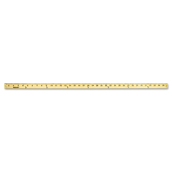Wood Yardstick with Metal Ends, 36" Long. Clear Lacquer Finish