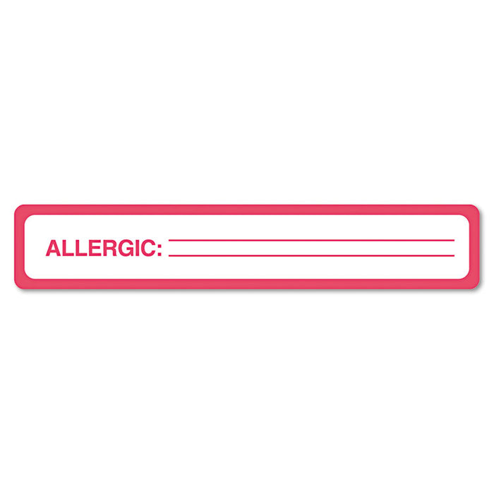 Medical Labels, ALLERGIC, 1 x 5.5, White, 175/Roll