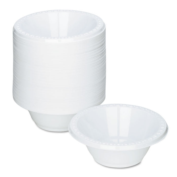 Plastic Dinnerware, Bowls, 12 oz, White, 125/Pack