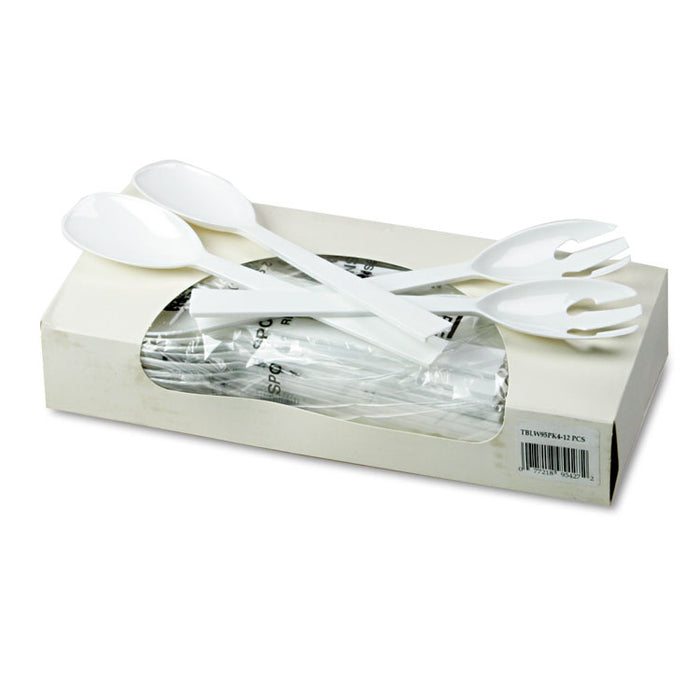 Table Set Plastic Serving Forks and Spoons, White, 24 Forks, 24 Spoons per Pack
