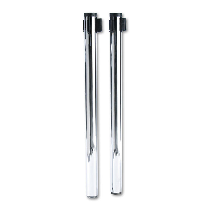 Adjusta-Tape Crowd Control Stanchion Posts Only, Polished Aluminum, 40" High, Silver, 2/Box