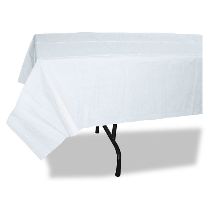 Paper Table Cover, Embossed Paper with Plastic Liner, 54" x 108", White, 20/Carton