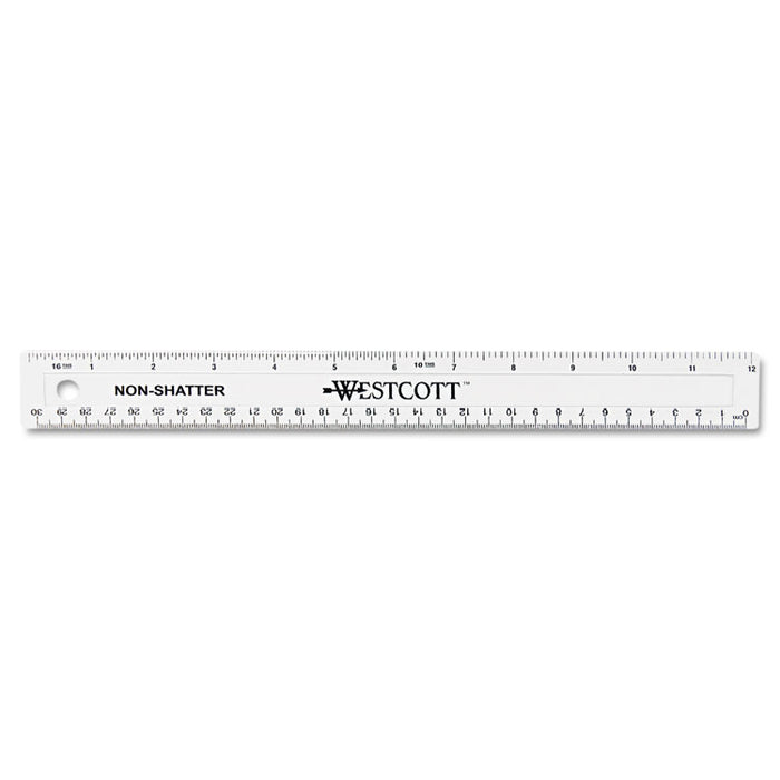 Non-Shatter Flexible Ruler, Standard/Metric, 12" Long, Plastic, Clear