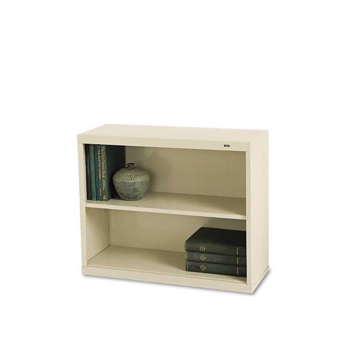 Metal Bookcase, Two-Shelf, 34.5w x 13.5d x 28h, Putty