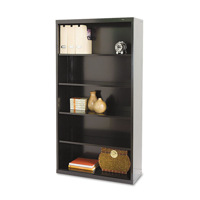 Metal Bookcase, Five-Shelf, 34-1/2w x 13-1/2d x 66h, Black