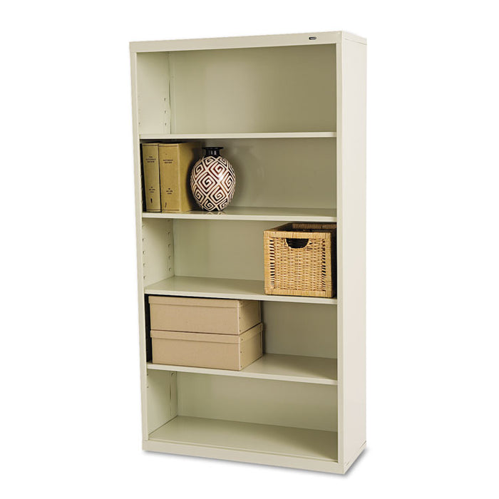 Metal Bookcase, Five-Shelf, 34-1/2w x 13-1/2d x 66h, Putty