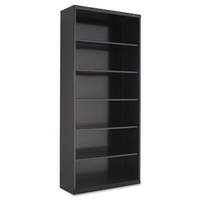 Metal Bookcase, Six-Shelf, 34.5w x 13.5d x 78h, Black