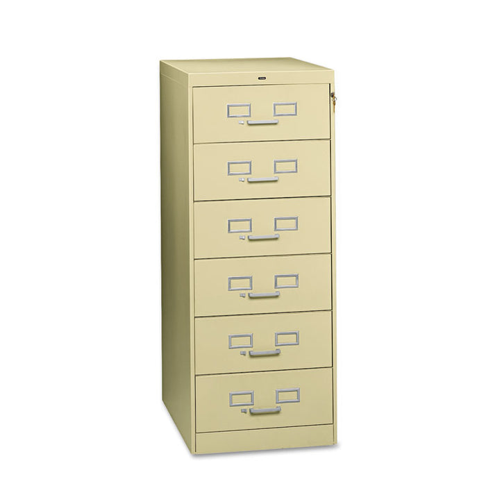 Six-Drawer Multimedia Cabinet for 6 x 9 Cards, 21.25w x 28.5d x 52h, Putty