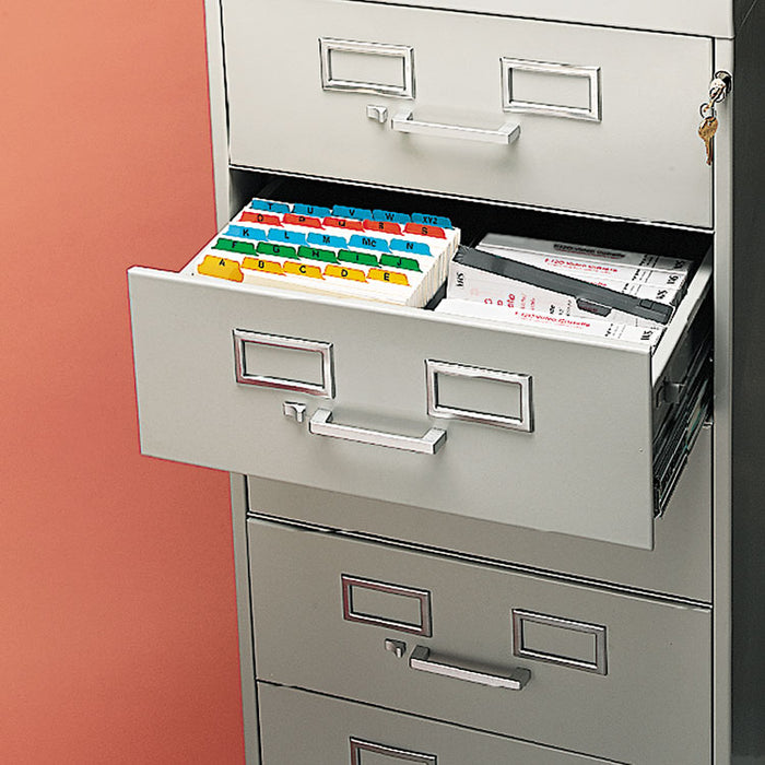 Seven-Drawer Multimedia/Card File Cabinet, Black, 19.13" x 28.5" x 52"