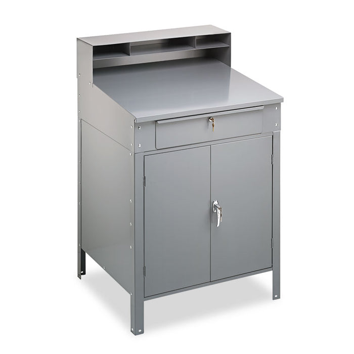 Steel Cabinet Shop Desk, 36w x 30d x 53.75h, Medium Gray